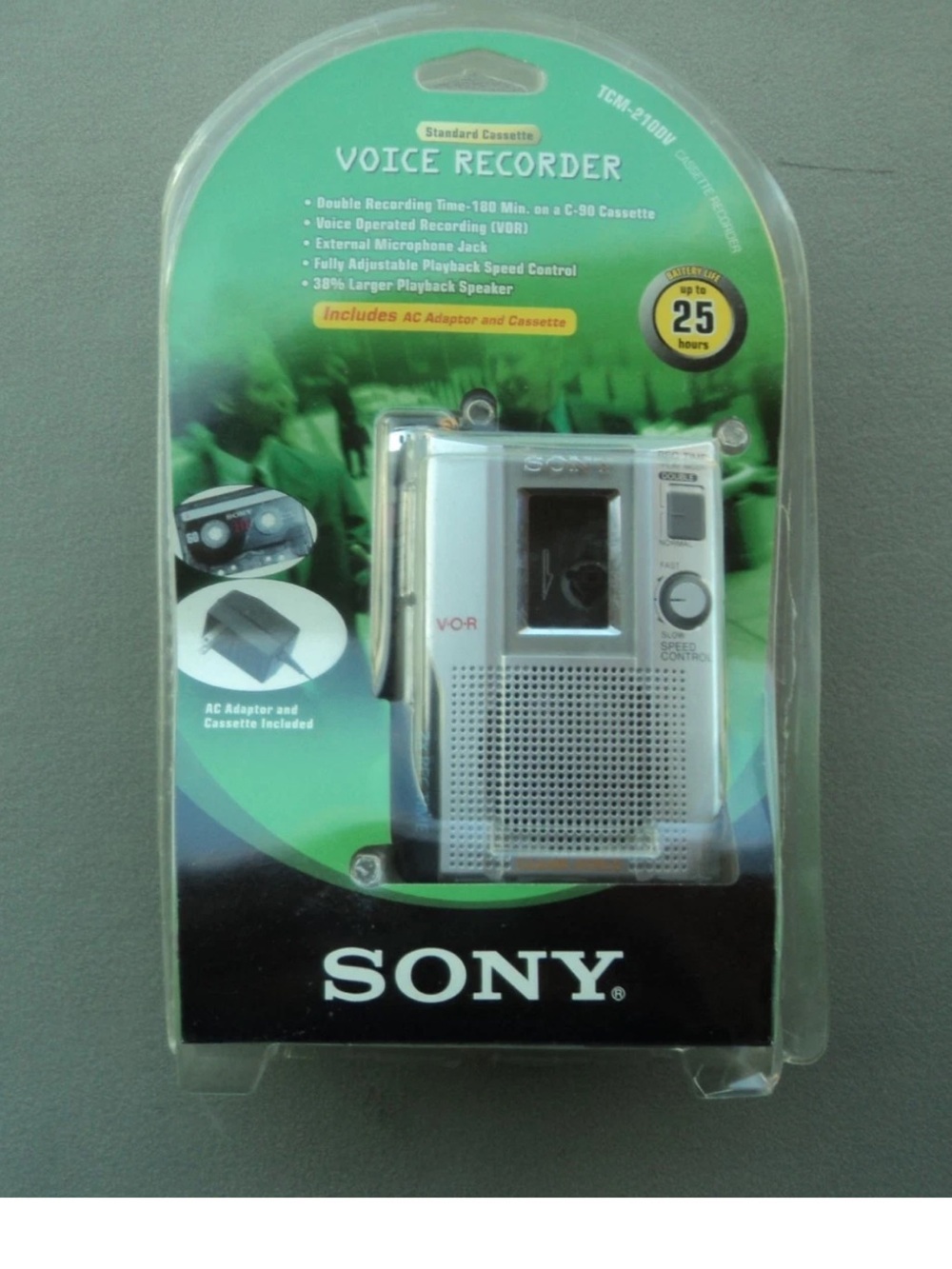 Vintage New Sealed Sony TCM-210DV Handheld Standard Cassette Voice Recorder NIP